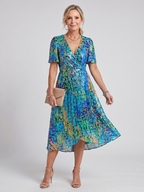 Mirabel | Flutter Sleeve Gathered Waist Floral Print Midi Dress
