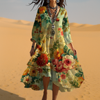 Eva | Women's Vintage Boho V-Neck Autumn Dress