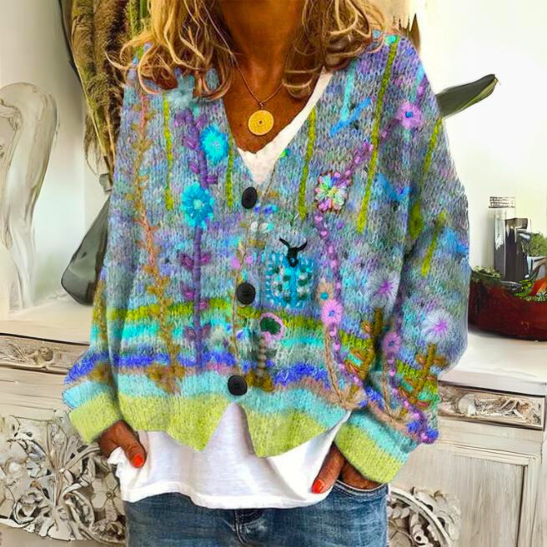 Hannah | Women's Cardigan with Relaxed Fit and Colourful Pattern
