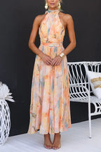 Claudia | Women's Summer Halter Floral Maxi Dress