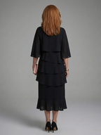 Maelis | Layered Cape Sleeve Midi Dress