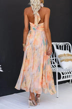 Claudia | Women's Summer Halter Floral Maxi Dress