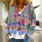 Hannah | Women's Cardigan with Relaxed Fit and Colourful Pattern