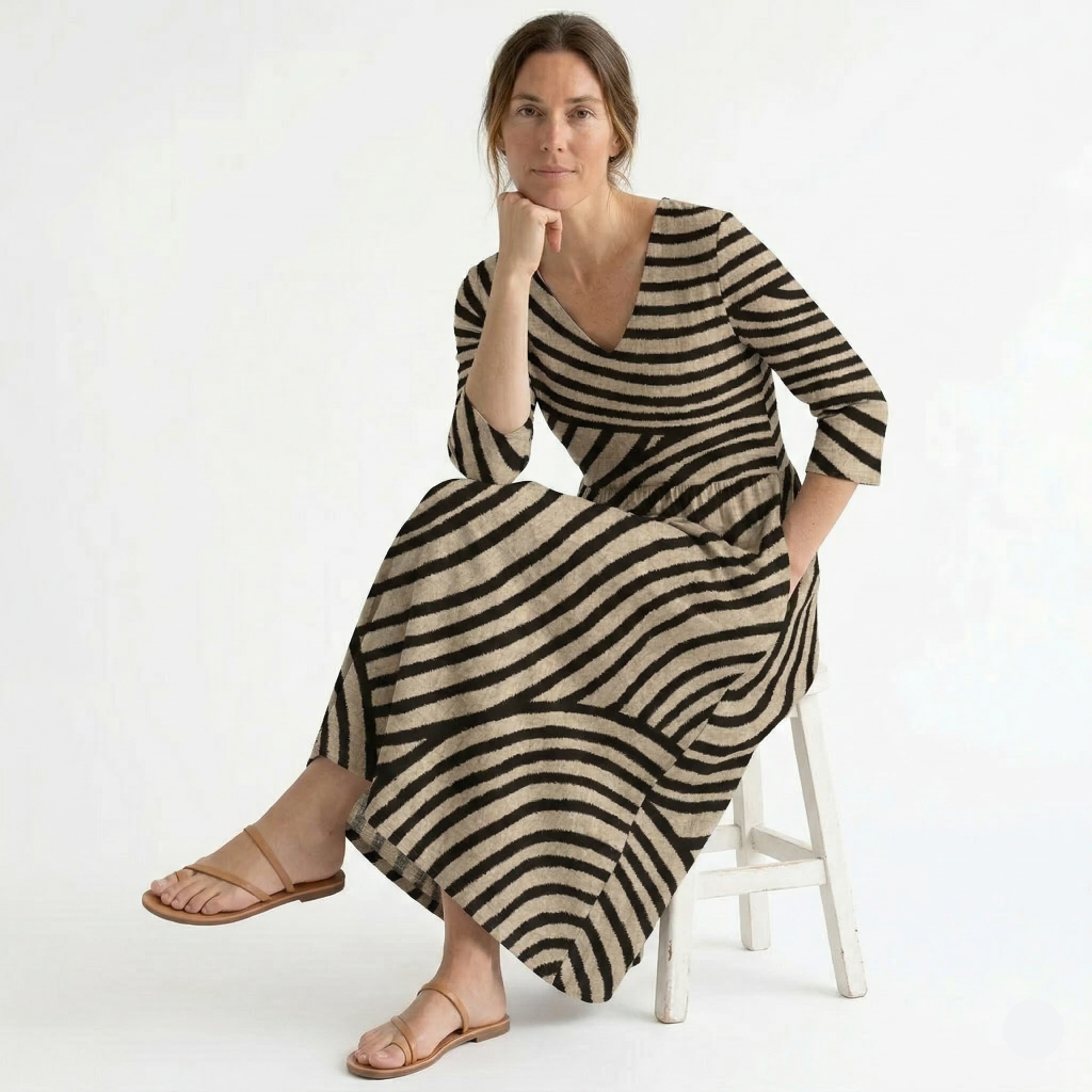 Women's Striped Midi Dress