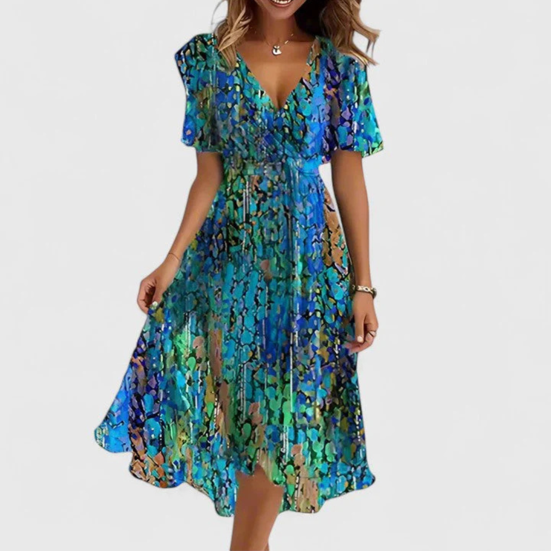 Helga | Women's Floral V-Neck Midi Dress