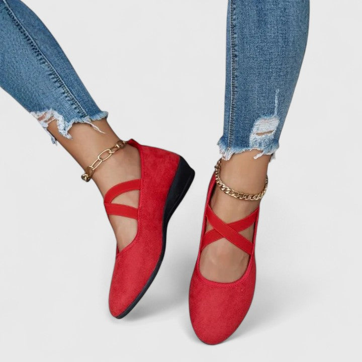 Claudia | Women's Orthopaedic Cross Strap Ballerinas