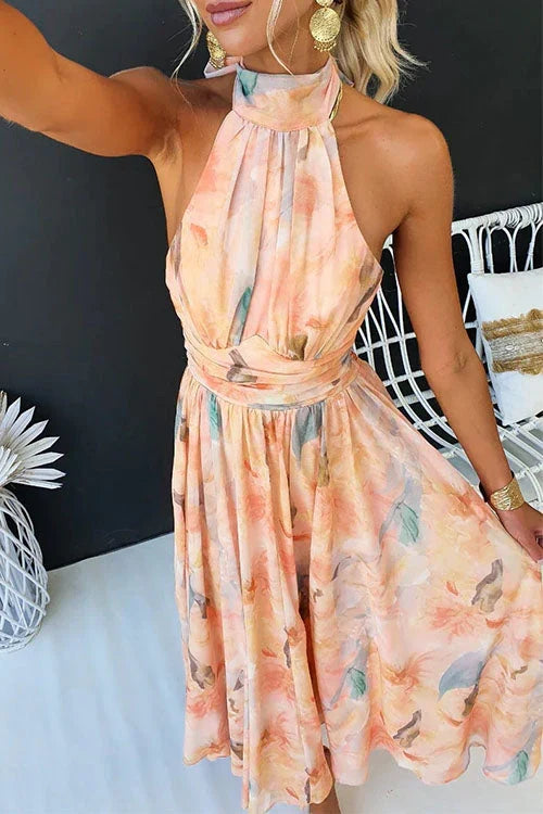 Claudia | Women's Summer Halter Floral Maxi Dress