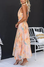 Claudia | Women's Summer Halter Floral Maxi Dress