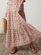 Junia | Notch Neck Printed Long Sleeve Maxi Dress