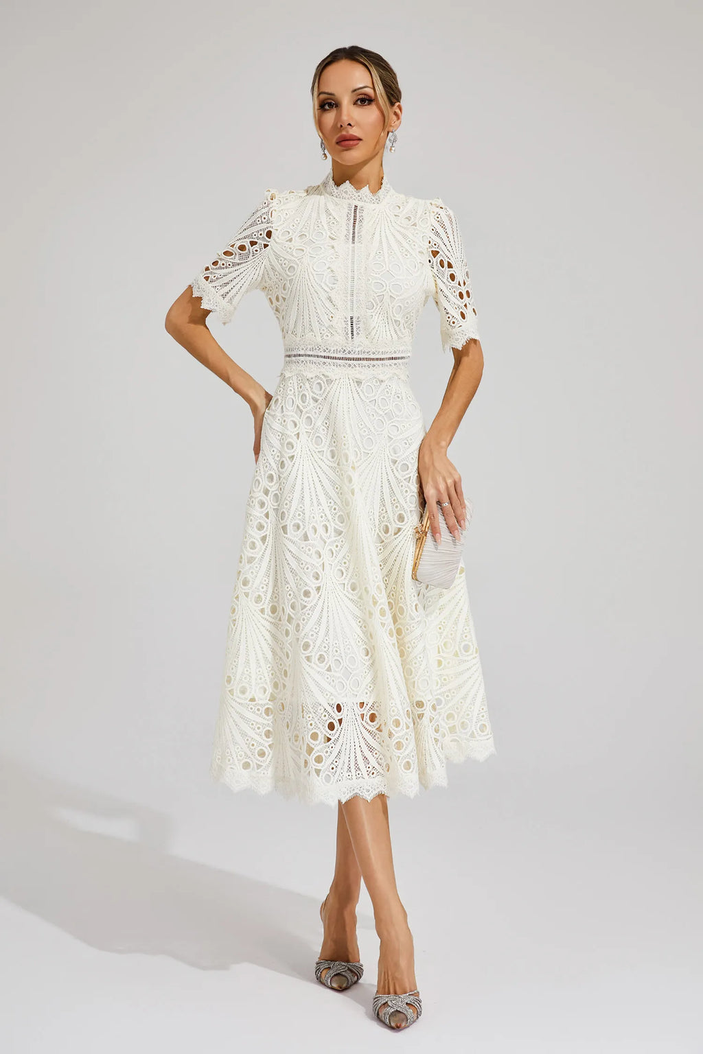 Jasmin | Women's Chic Lace Midi Dress