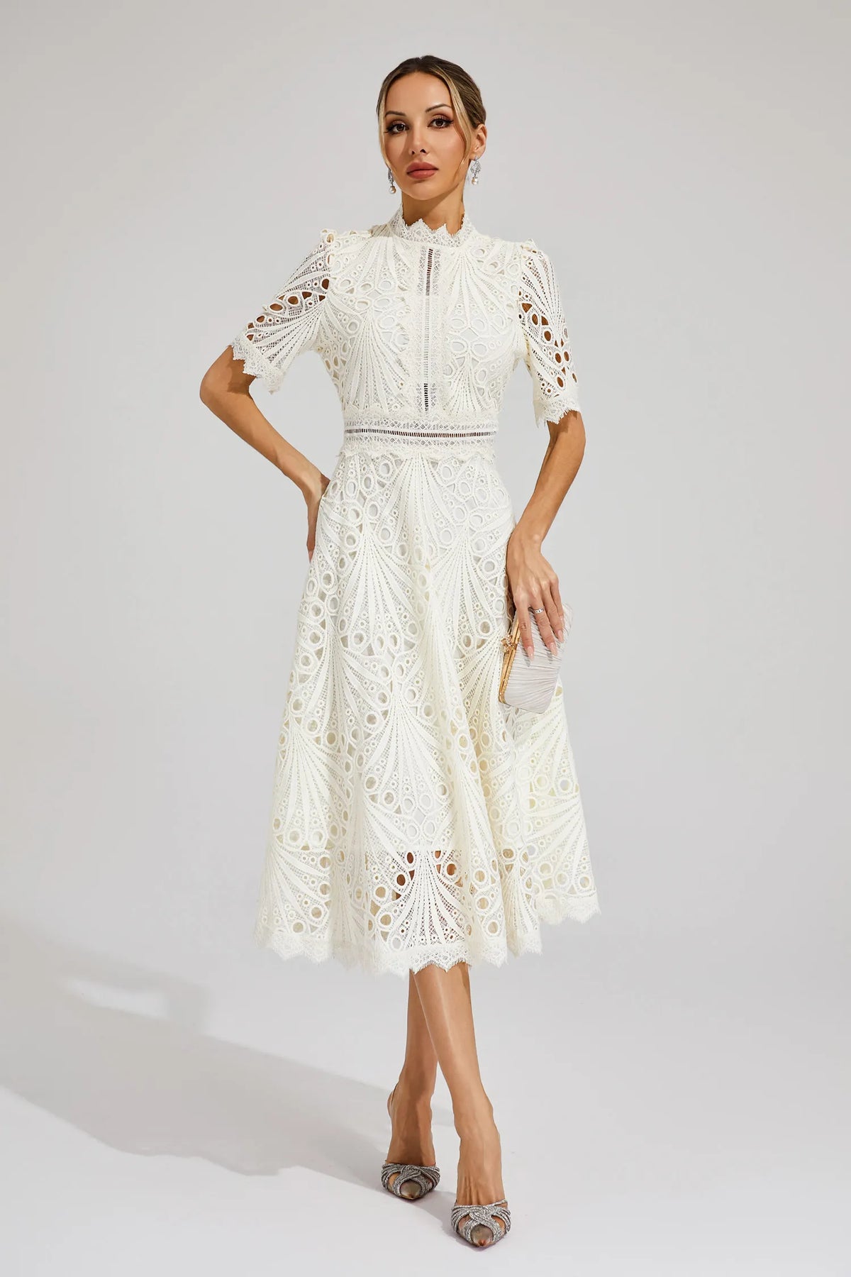 Jasmin | Women's Chic Lace Midi Dress