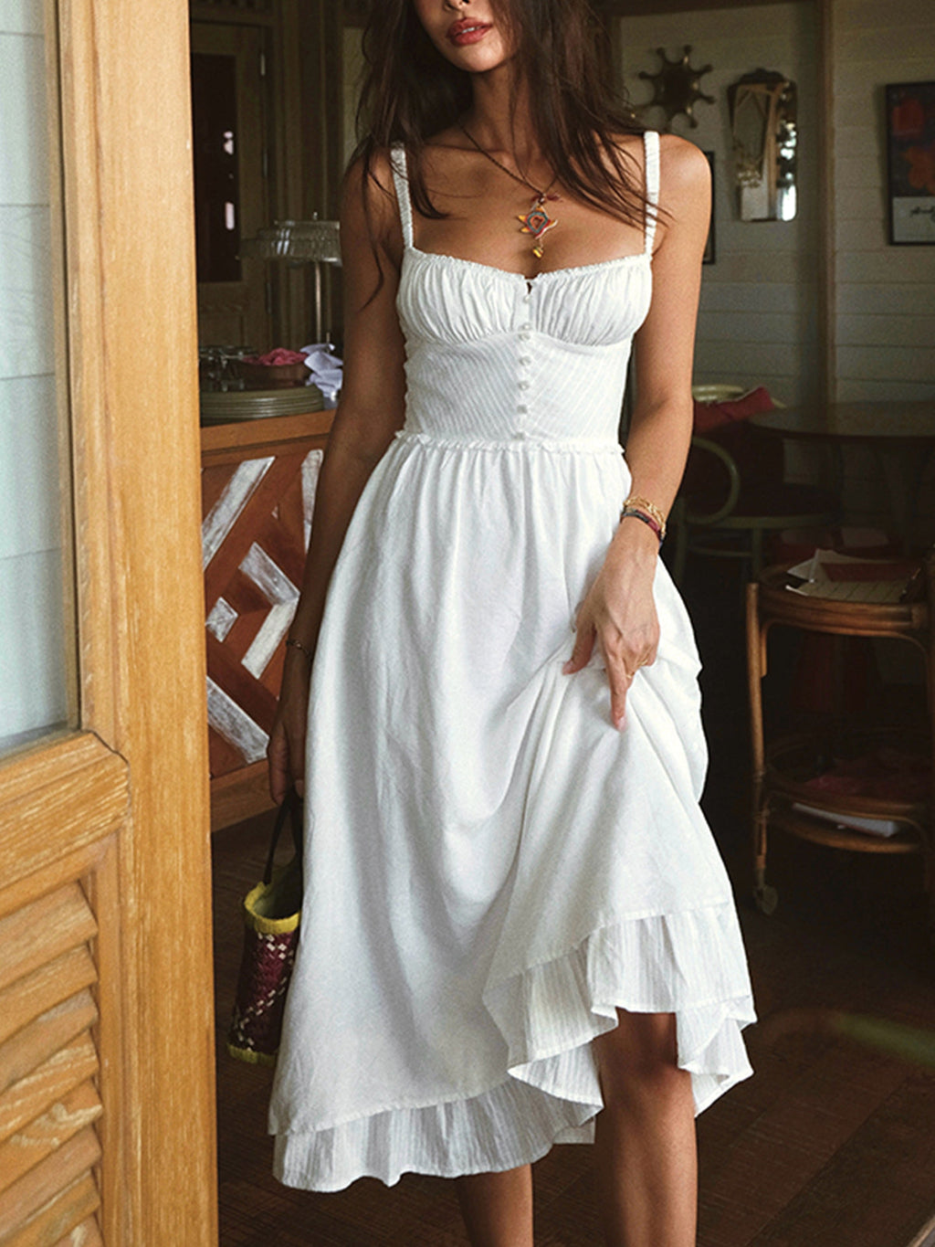 Ruffle Hem Midi Dress – Sleeveless Summer Holiday Dress
