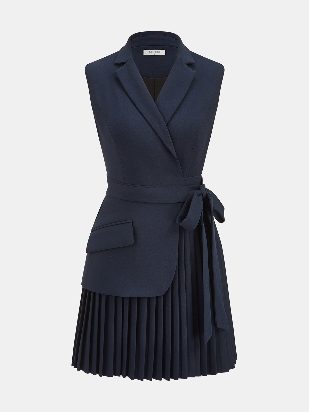 Sleeveless Blazer Dress with Belt – Tailored Mini Party Dress