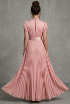 Elara | Lace-Trim Pleated Maxi Dress