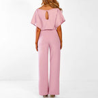 Viola | Women's Casual Short Sleeve Jumpsuit with Belt