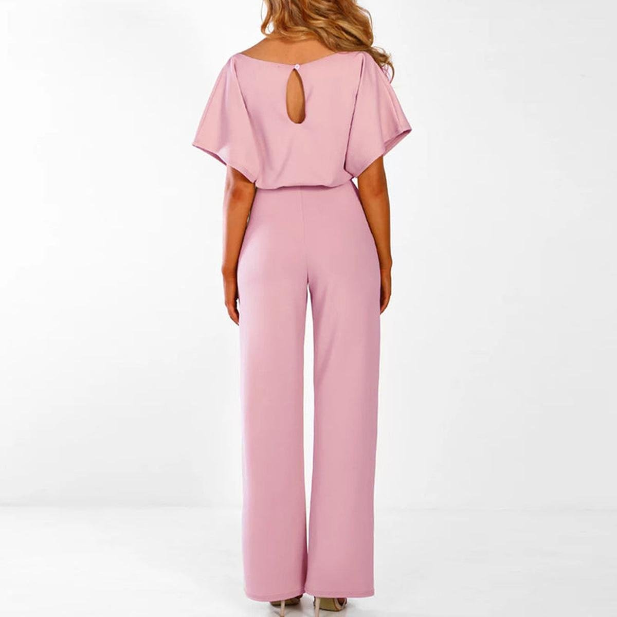 Viola | Women's Casual Short Sleeve Jumpsuit with Belt