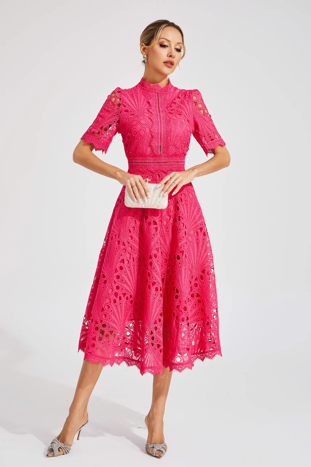 Jasmin | Women's Chic Lace Midi Dress