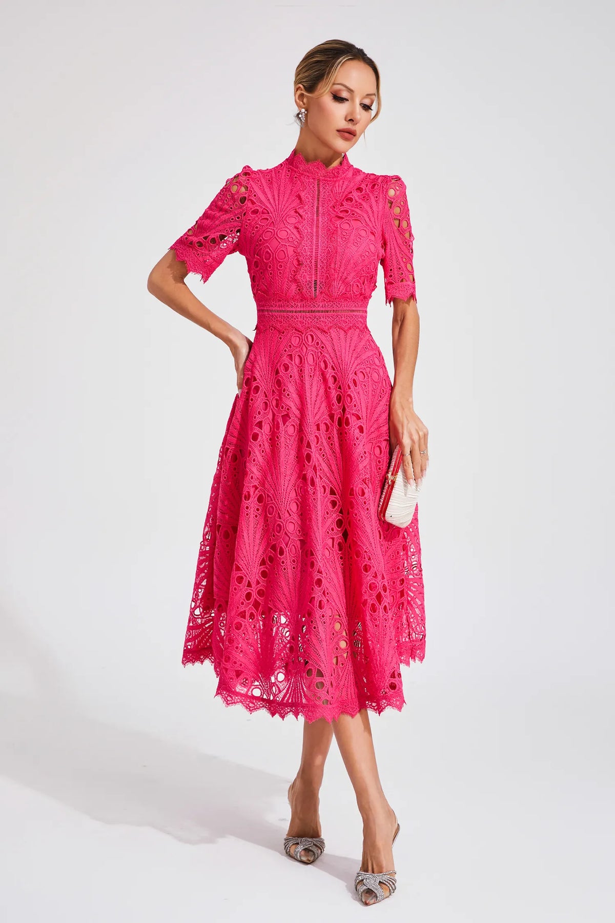 Jasmin | Women's Chic Lace Midi Dress