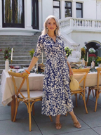 Oriana | Collared Long Sleeve Waist Tie Midi Dress