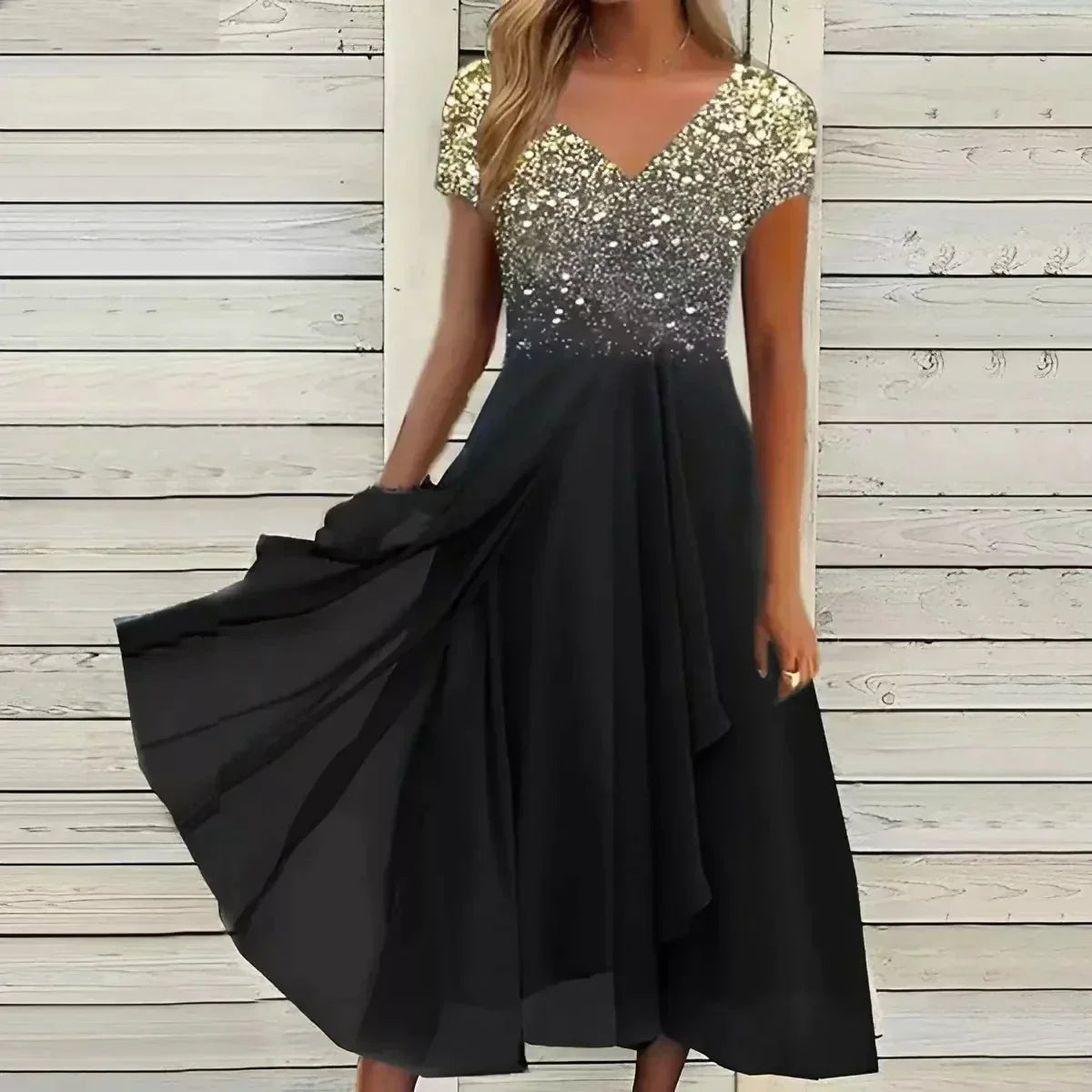 Yvonne | Women's Flowing Floral Fit Dress with Short Sleeves