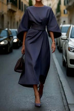 Annika | Women's Midi Dress with Belted Waist