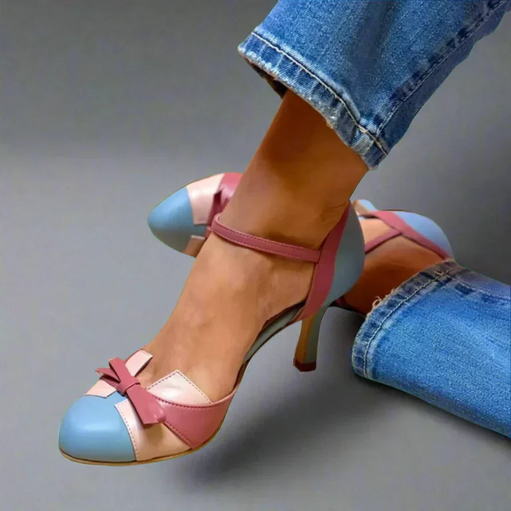 Barbara | Women's Classic Pumps with Bow Strap and Mid Heel