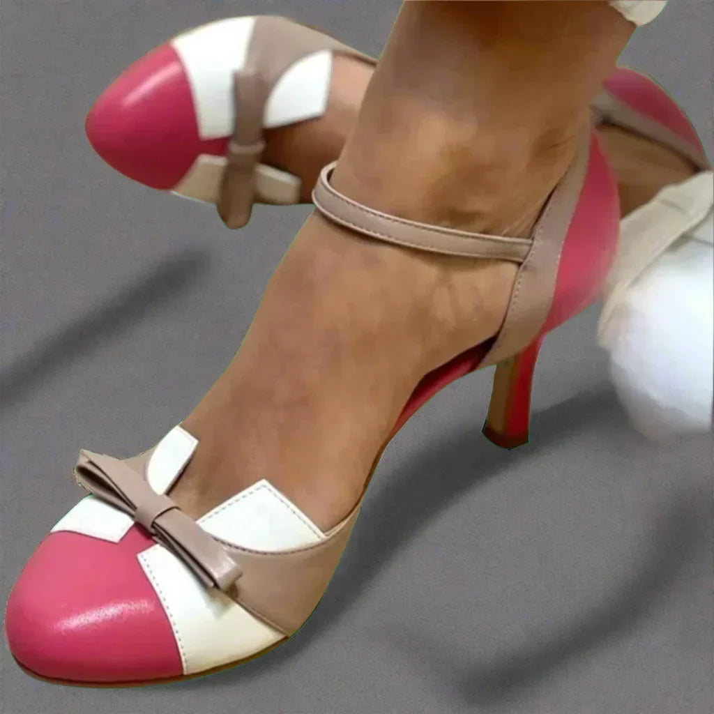 Barbara | Women's Classic Pumps with Bow Strap and Mid Heel