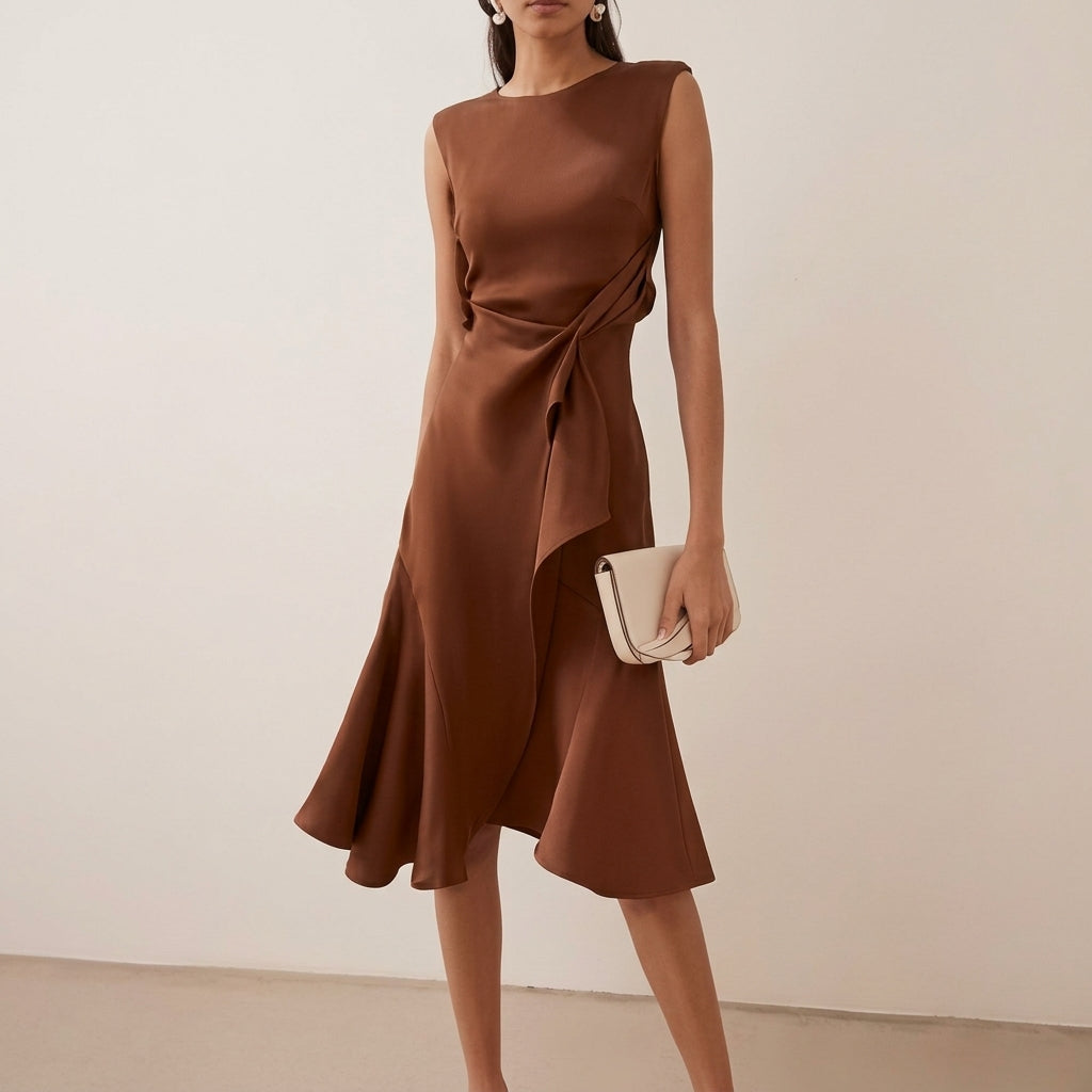 Beatrice | Women's Draped Asymmetrical Midi Dress