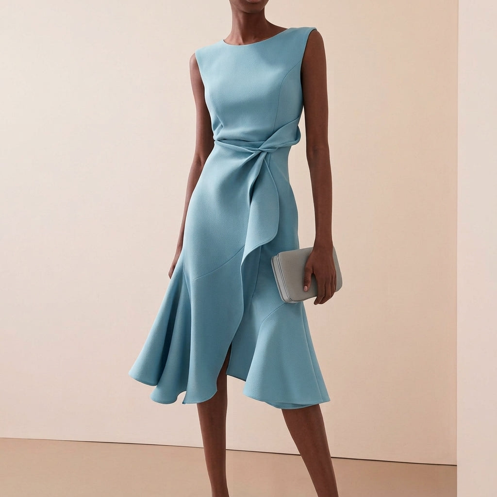 Beatrice | Women's Draped Asymmetrical Midi Dress