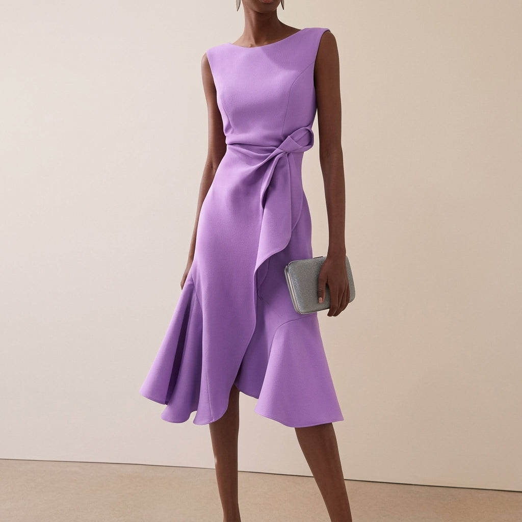 Beatrice | Women's Draped Asymmetrical Midi Dress