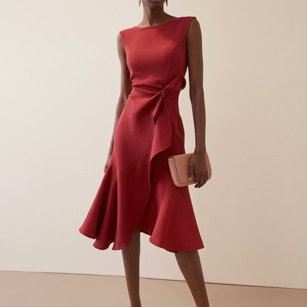 Beatrice | Women's Draped Asymmetrical Midi Dress