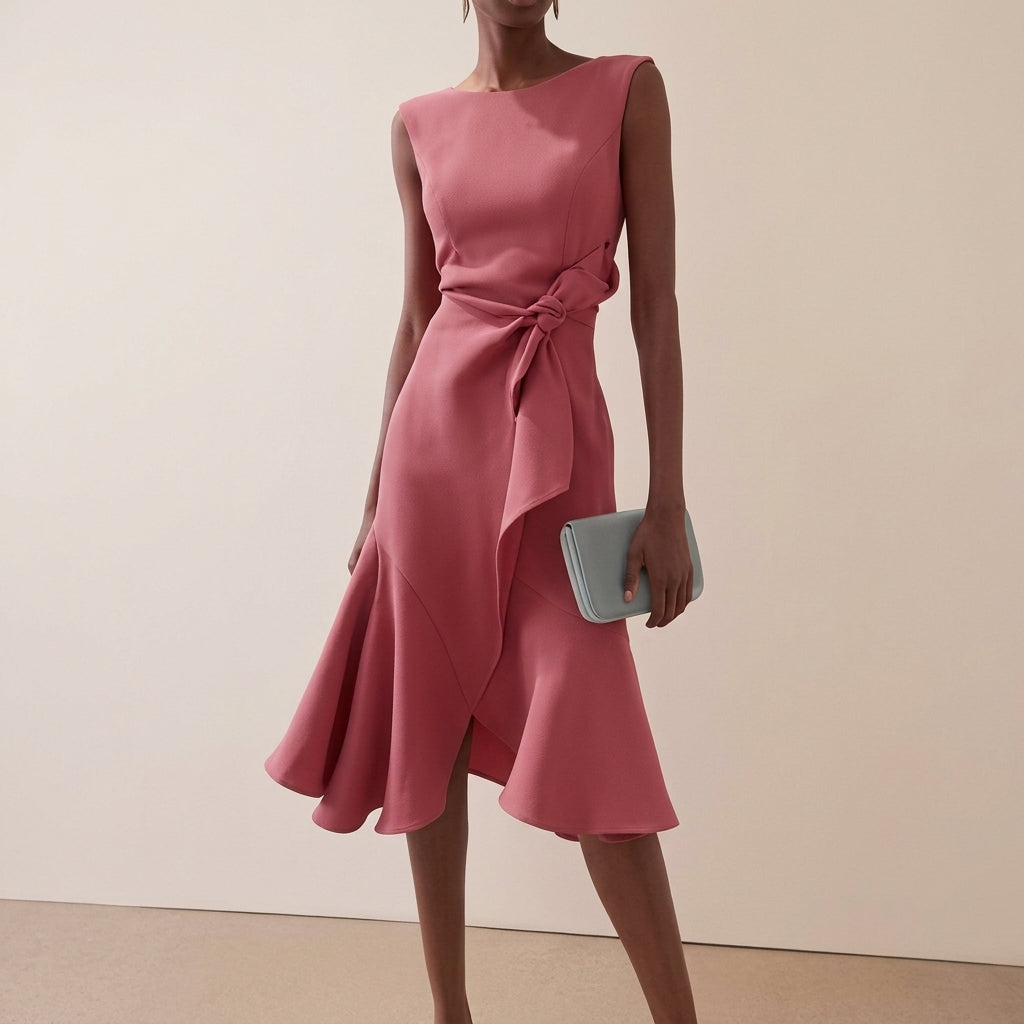 Beatrice | Women's Draped Asymmetrical Midi Dress