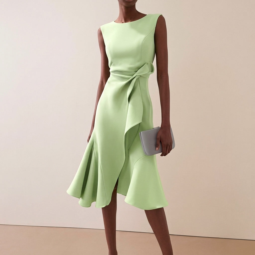 Beatrice | Women's Draped Asymmetrical Midi Dress