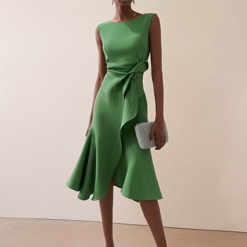 Beatrice | Women's Draped Asymmetrical Midi Dress
