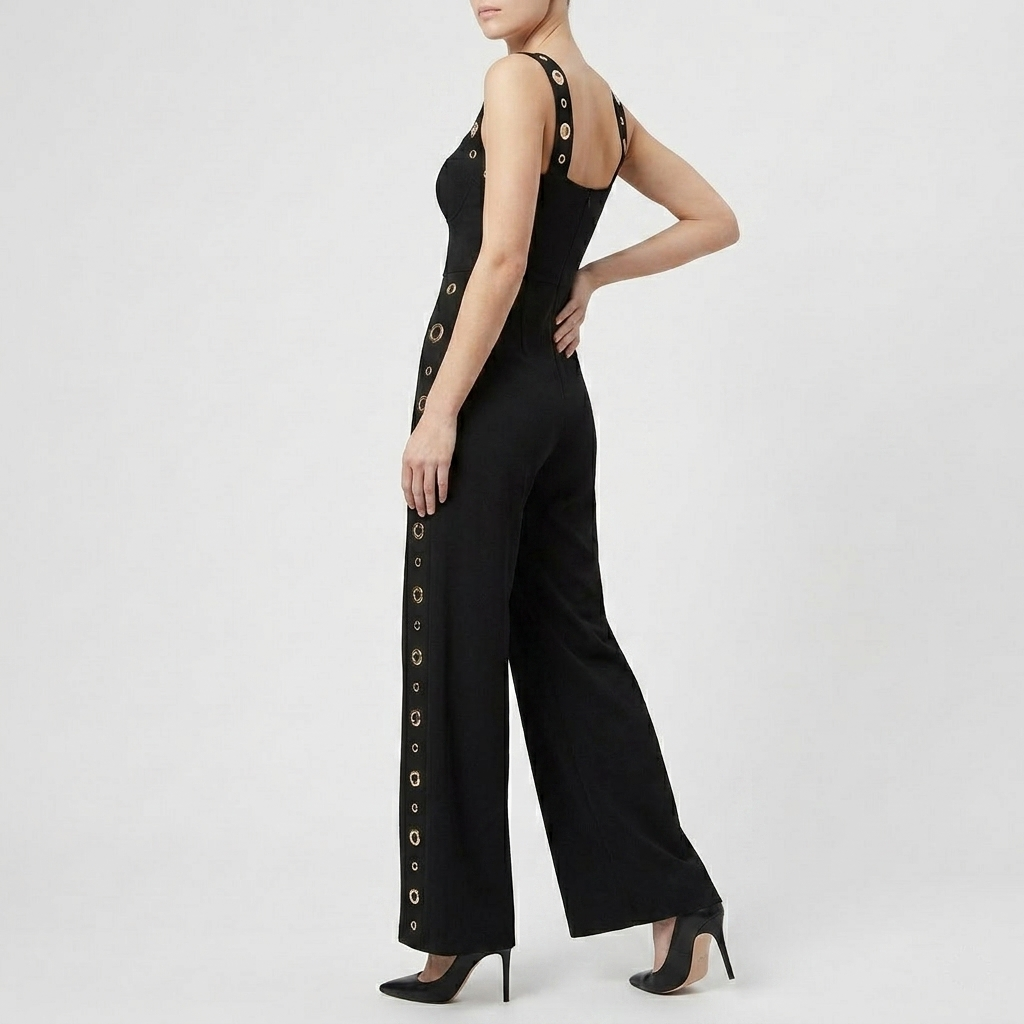 Eyelet Straight Leg Sleeveless Jumpsuit