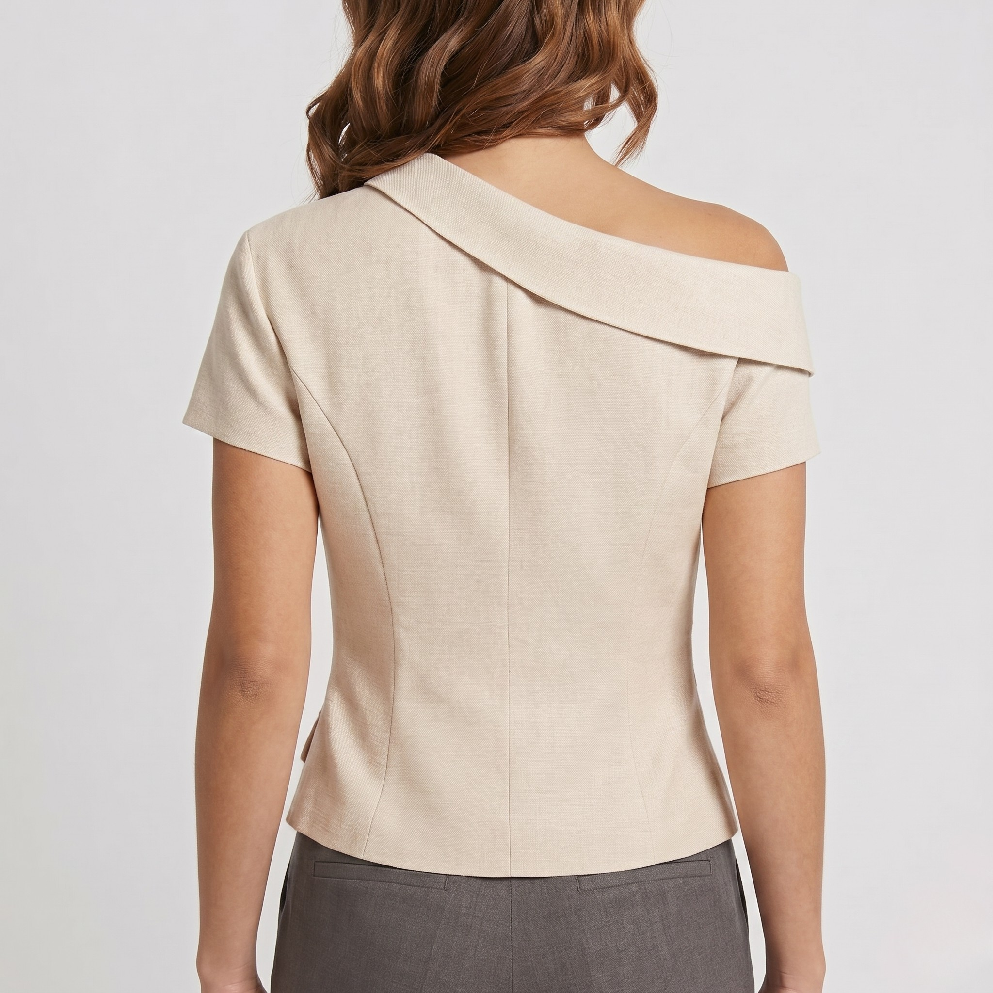 Asymmetrical One Shoulder Ruched Top