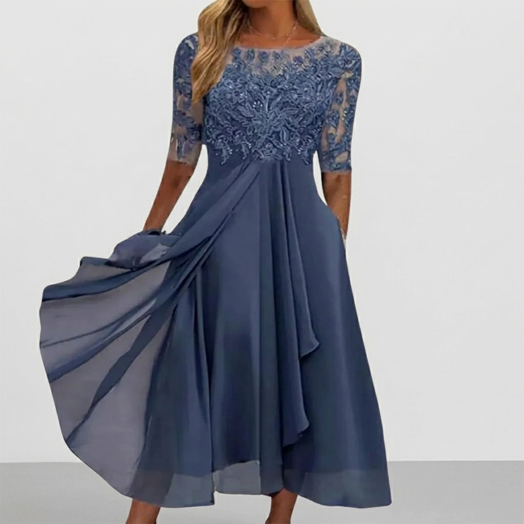 Women's Elegant Lace Midi Dress