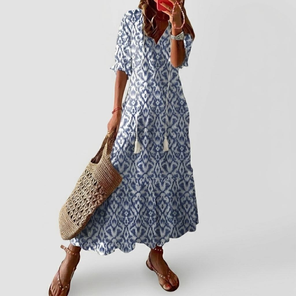 Women's Boho Print Midi Dress