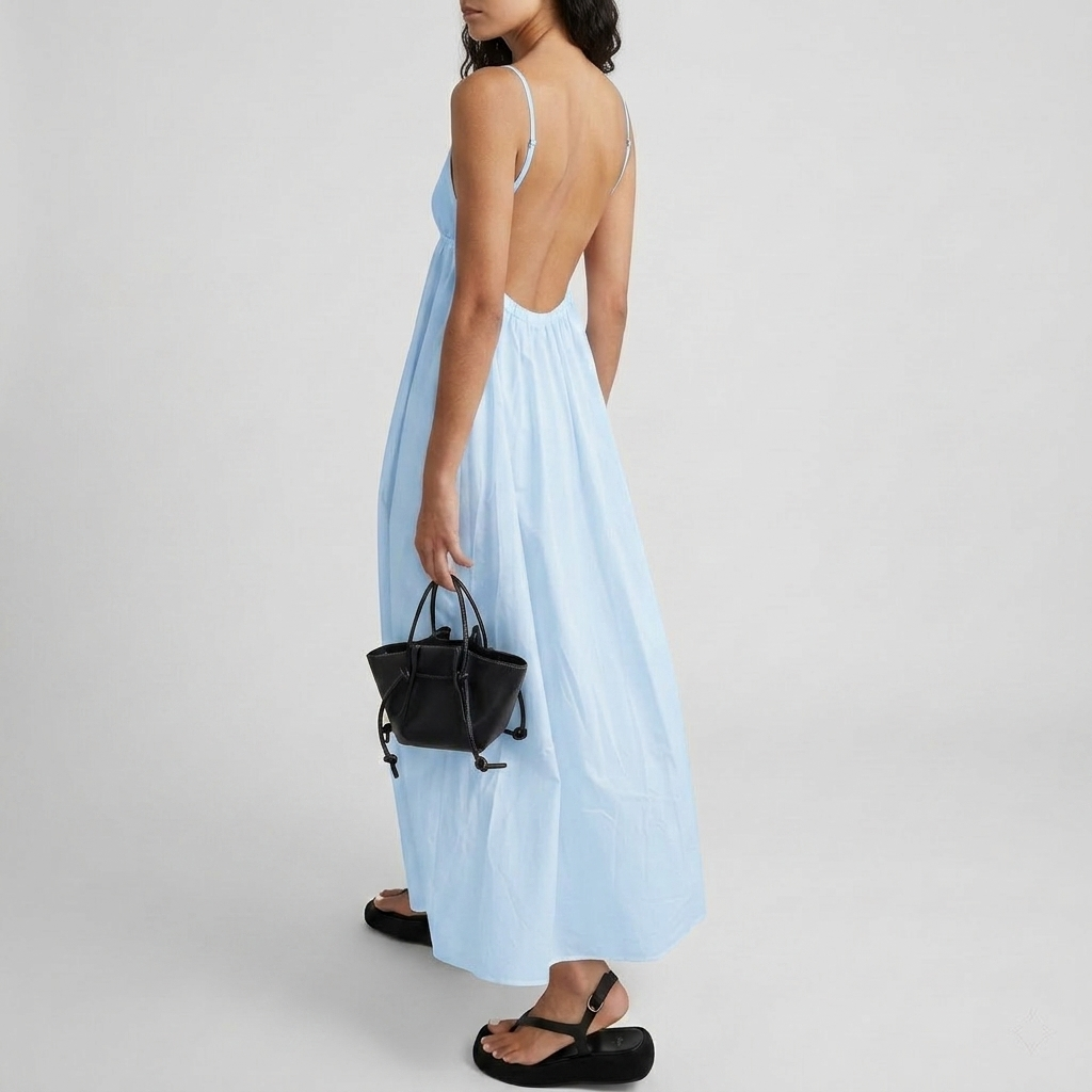 Coastal Elegance Open Back Maxi Dress