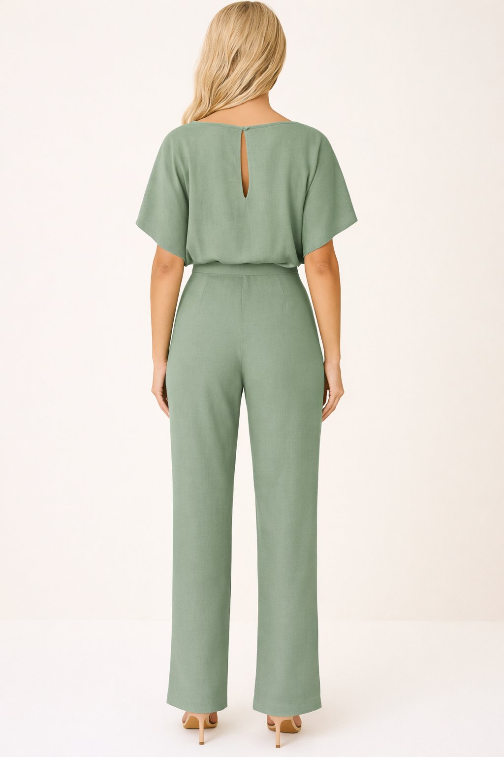 Greta | Women's Short Sleeve Tie Waist Wide Leg Jumpsuit