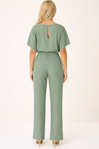 Greta | Women's Short Sleeve Tie Waist Wide Leg Jumpsuit