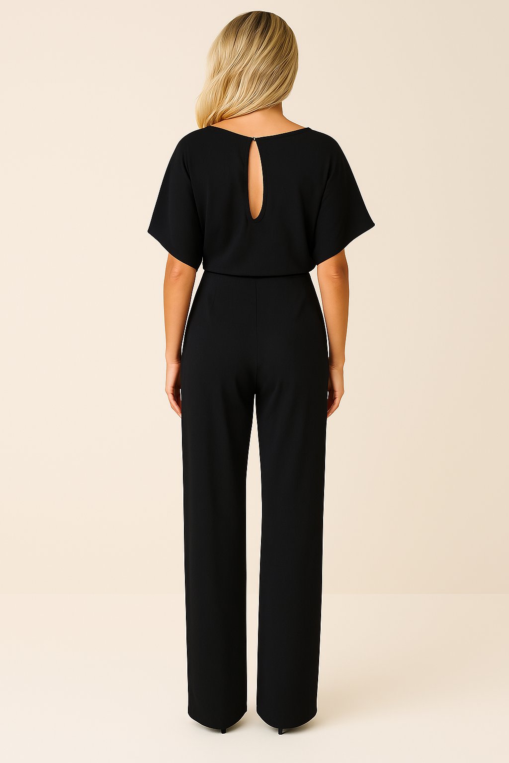 Greta | Women's Short Sleeve Tie Waist Wide Leg Jumpsuit