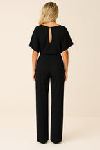 Greta | Women's Short Sleeve Tie Waist Wide Leg Jumpsuit