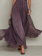 Clara | Women's Short Sleeve Keyhole Maxi Dress with Flowing Chiffon Skirt