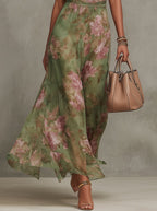 Marie | Women's Halter Chiffon Maxi Dress with Floral Print