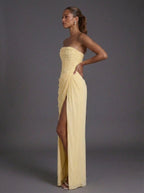 Annika | Women's Strapless Corset Ruched Maxi Wedding Guest Dress