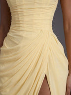 Annika | Women's Strapless Corset Ruched Maxi Wedding Guest Dress
