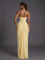 Annika | Women's Strapless Corset Ruched Maxi Wedding Guest Dress