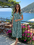 Margaret | Short Sleeve Floral Midi Dress