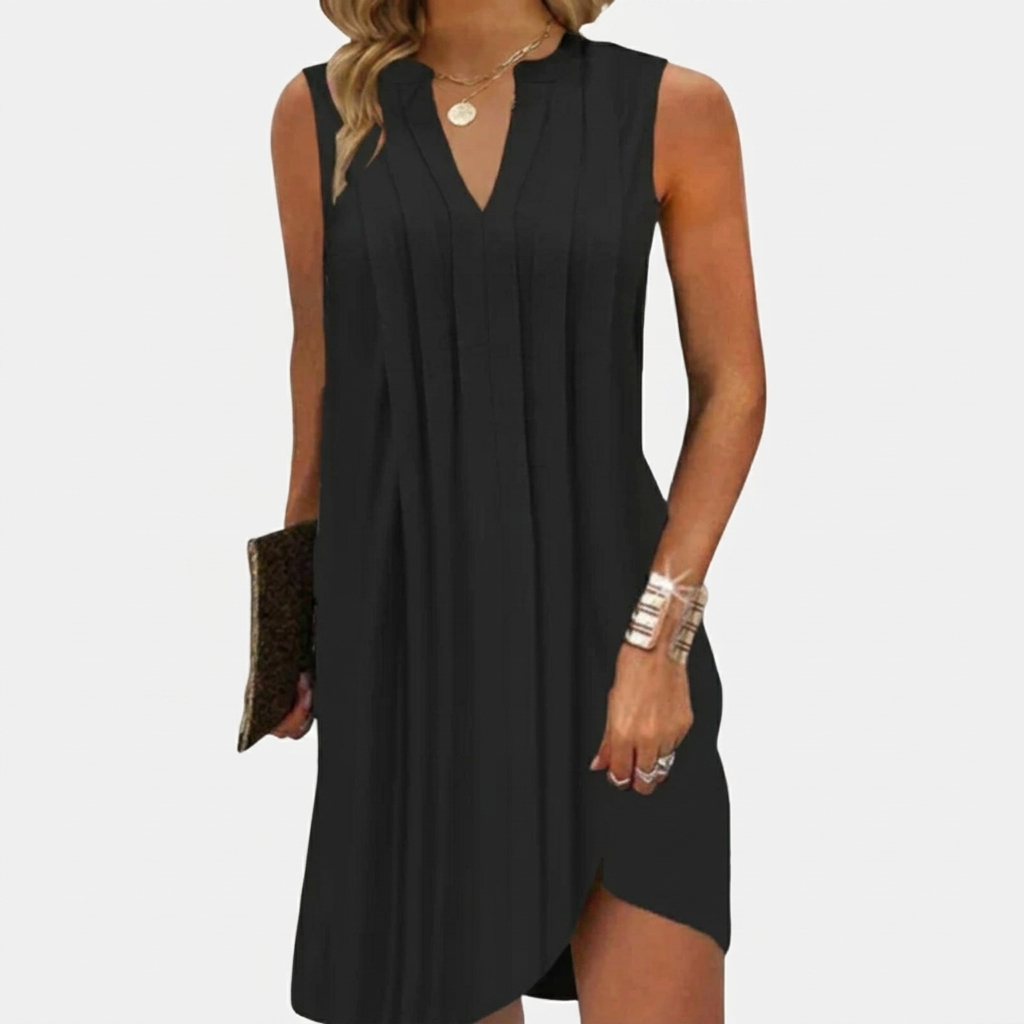 Women's Sleeveless V-Neck Dress with Relaxed Fit